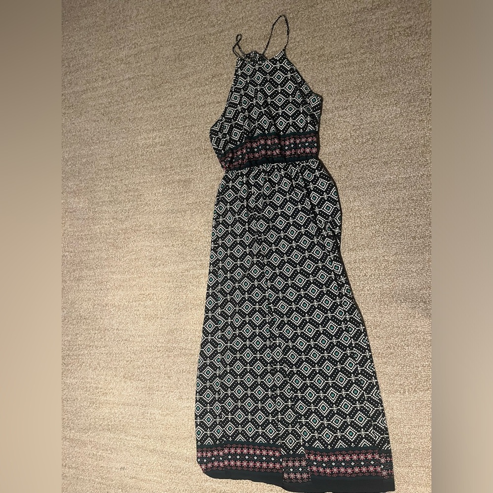 Maxi Dress, Multicolored (Navy blue, white, pink, teal)